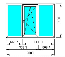 трехстворчатое окно ПВХ 1